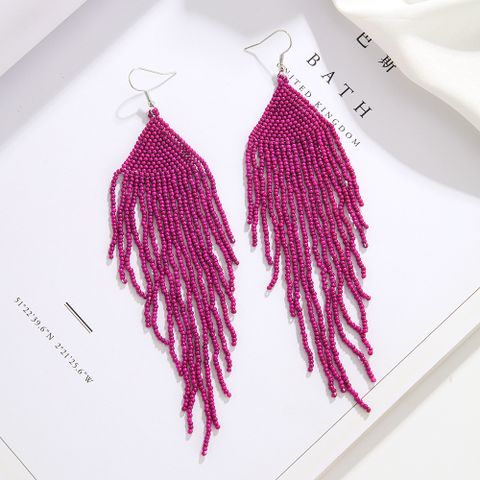 1 Pair Vacation Solid Color Glass Drop Earrings