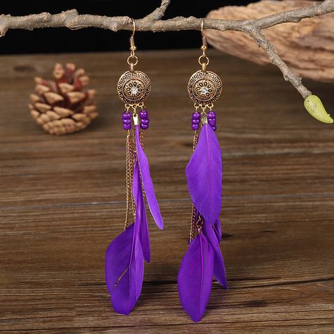 1 Par Bohemio Flor Borla Enchapado Metal Pendientes De Gota