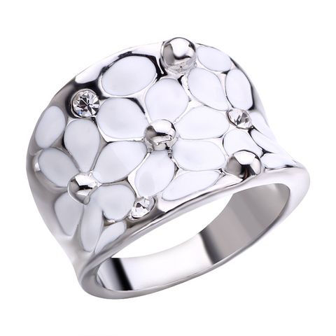 Wholesale Jewelry Modern Style Flower Alloy Zircon Inlay Rings