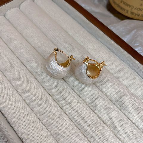 1 Pair Retro Ball Enamel Plating Copper Hoop Earrings
