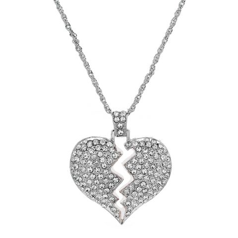 Retro Estilo Simple Forma De Corazón Aleación Embutido Diamantes De Imitación Pareja Collar Colgante