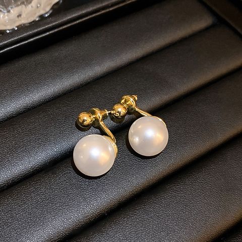1 Pair Lady Solid Color Freshwater Pearl Sterling Silver Ear Studs