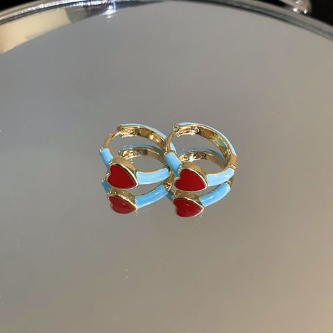 1 Pair Elegant Classical C Shape Plaid Heart Shape Enamel Inlay Alloy Copper Artificial Pearls Zircon Earrings