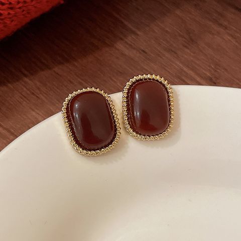 1 Pair Elegant Classical C Shape Plaid Heart Shape Enamel Inlay Alloy Copper Artificial Pearls Zircon Earrings