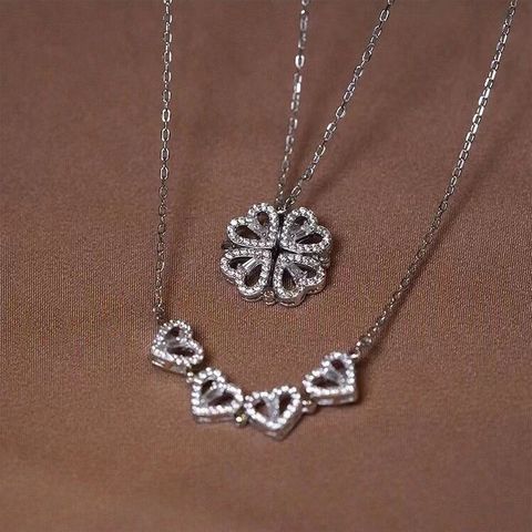 Titanium Steel Simple Style Inlay Heart Shape Zircon Pendant Necklace