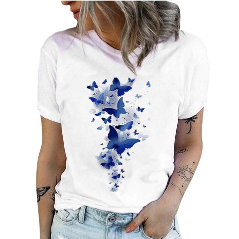 Women's T-shirt Short Sleeve T-shirts Printing Casual Streetwear Butterfly