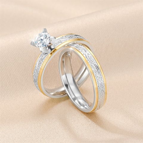 Eleganter Moderner Stil Runde Titanium Stahl Künstliche Diamant Ringe In Großen Mengen