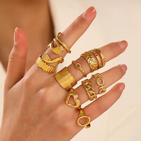 Ig Style Geometric Stainless Steel Plating Open Ring