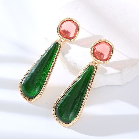 1 Pair Elegant Cute Luxurious Water Droplets Resin Drop Earrings
