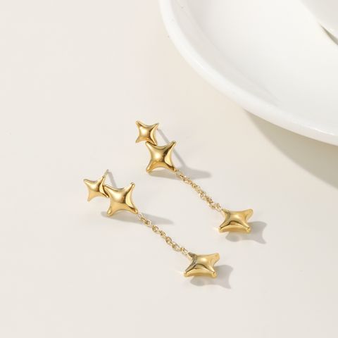 1 Pair Ig Style Original Design Commute Star Tassel Plating Stainless Steel 18k Gold Plated Drop Earrings