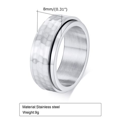 304 Stainless Steel Hammered Pattern Men'S Rings