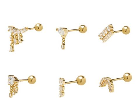 1 Piece Simple Style Solid Color Plating Sterling Silver Zircon Gold Plated Ear Studs