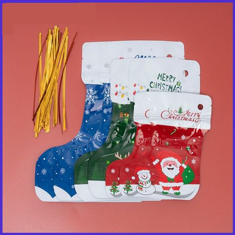 Christmas Cute Christmas Tree Santa Claus Christmas Socks Aluminum Laminated Films Composite Cpp Festival Gift Bags