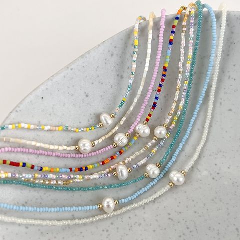 Bohemien Geometrisch Perlen Süßwasserperle Frau Halskette