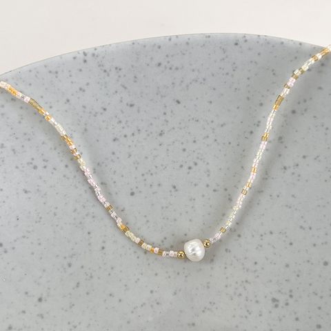 Bohemian Geometric Beaded Freshwater Pearl Women's Necklace
