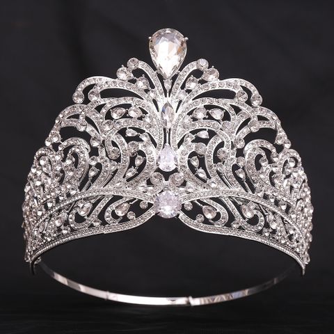 Königin Braut Krone Legierung Inlay Künstlicher Kristall Strasssteine Zirkon Krone