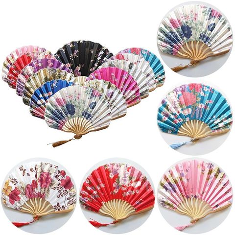 One Piece Flower Bamboo Chinese Style Daily Outdoor Fan
