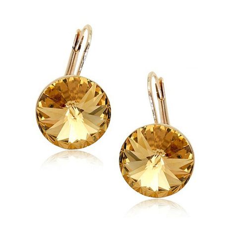 1 Pair Simple Style Water Droplets Plating Inlay Artificial Crystal Crystal 18k Gold Plated Earrings