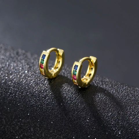1 Pair Simple Style Circle Plating Inlay Copper Zircon Earrings