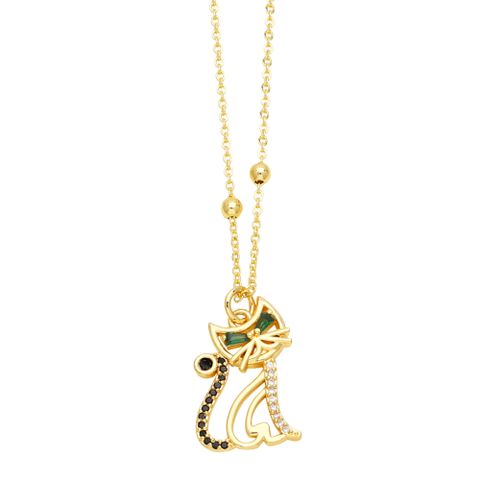 Ig Style Cool Style Penguin Cat Parrot Copper Plating Inlay Zircon 18k Gold Plated Pendant Necklace