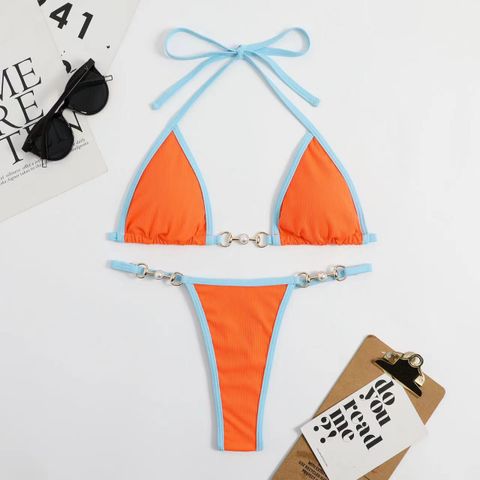 Mujeres Color Sólido Bikinis Juego De 2 Piezas