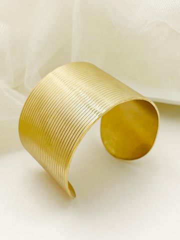 Glam Stripe 304 Stainless Steel 14K Gold Plated Cuff Bracelets In Bulk