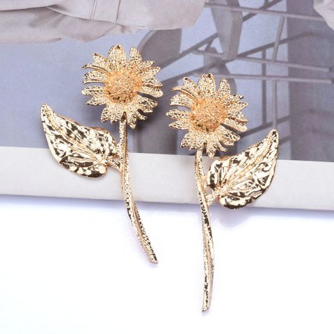 1 Pair Lady Flower Plating Alloy Ear Studs