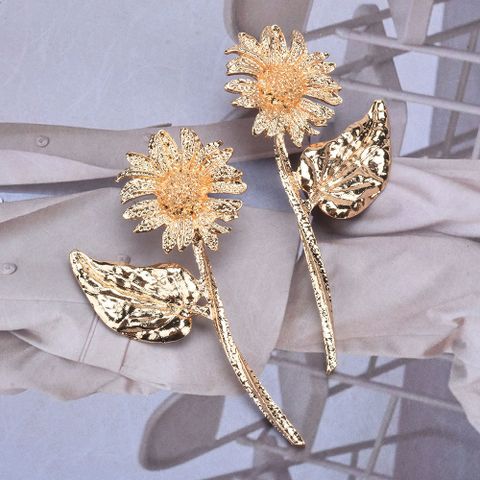 1 Pair Lady Flower Plating Alloy Ear Studs