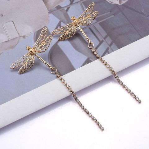1 Pair Modern Style Dragonfly Plating Metal Drop Earrings