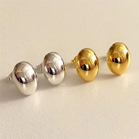 1 Pair Simple Style Solid Color Plating Sterling Silver Ear Studs