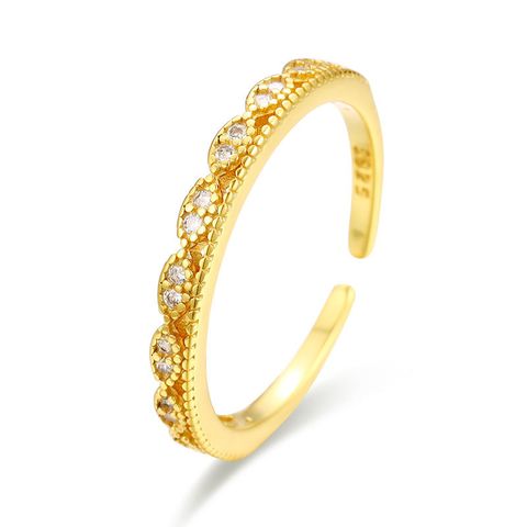 Simple Style Solid Color Sterling Silver Plating 18k Gold Plated Rings