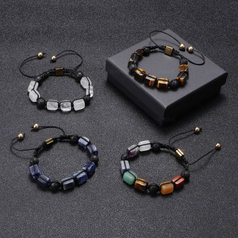 Retro Simple Style Rectangle Natural Stone Agate Unisex Bracelets