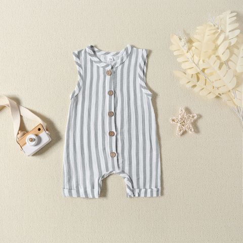 Casual Solid Color Cotton Baby Rompers