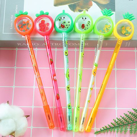 Creative Fruit Sequins Gel Pen Good-looking Student Stationery Water-based Paint Pen Avocado Carrot Shape Signature Pen