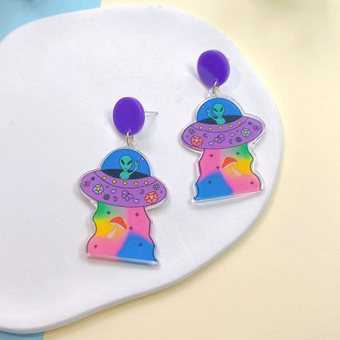 1 Pair Cartoon Style Alien Ufo Arylic Drop Earrings