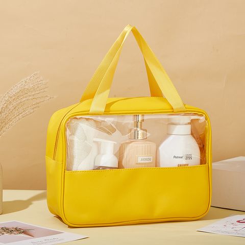 Simple  Style Pvc Pu Leather Solid Color Storage Bag