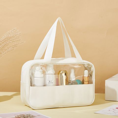 Simple  Style Pvc Pu Leather Solid Color Storage Bag