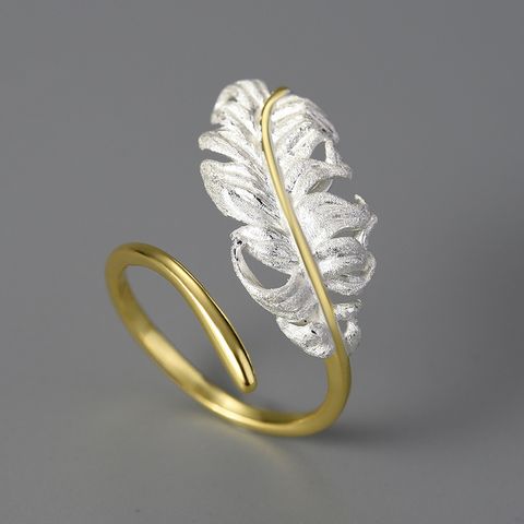 Simple Style Feather Sterling Silver Rings