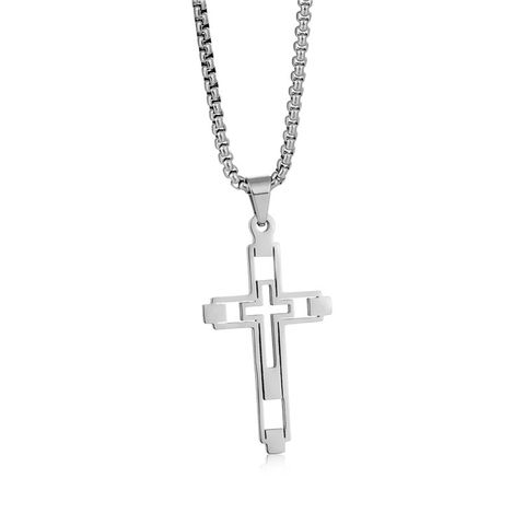 Classic Style Cross Alloy Titanium Steel Polishing Unisex Pendant Necklace