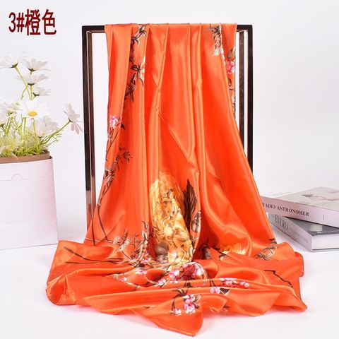 Women's Elegant Simple Style Flower Polyester Printing Silk Scarves