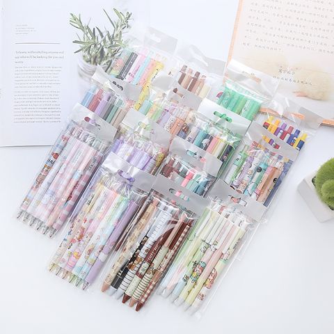 Good-looking Pressing Pen 6 Pcs Ins Cute Student Press Gel Pen Office Stationery Water-based Sign Pen Wholesale