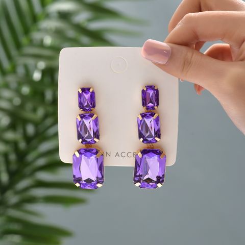 1 Pair Retro Lady Geometric Rhinestone Tassel Women's Drop Earrings