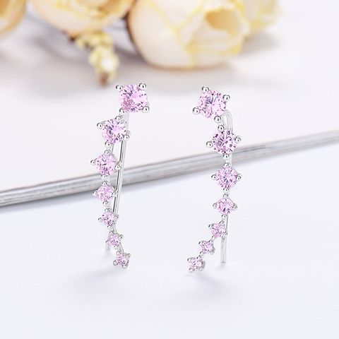 1 Pair Glam Solid Color Plating Inlay Sterling Silver Zircon Ear Studs