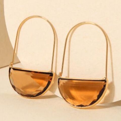 1 Pair Elegant U Shape Inlay Alloy Artificial Gemstones Hoop Earrings