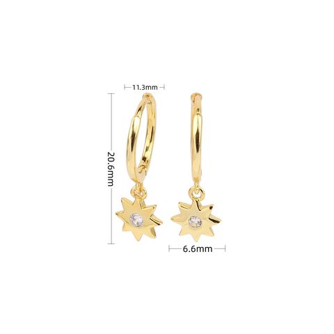 1 Pair Simple Style Star Plating Inlay Sterling Silver Zircon White Gold Plated Gold Plated Drop Earrings