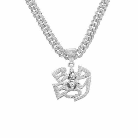Hip-hop Geometric Alloy Plating Inlay Rhinestones Men's Pendant Necklace Necklace Pendant