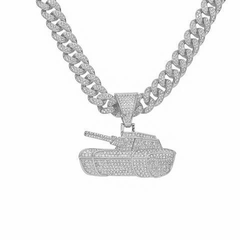Hip-hop Tank Alloy Plating Inlay Rhinestones Men's Pendant Necklace Necklace Pendant
