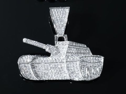 Hip Hop Tanque Aleación Enchapado Embutido Diamantes De Imitación Hombres Collar Colgante Collar Colgante
