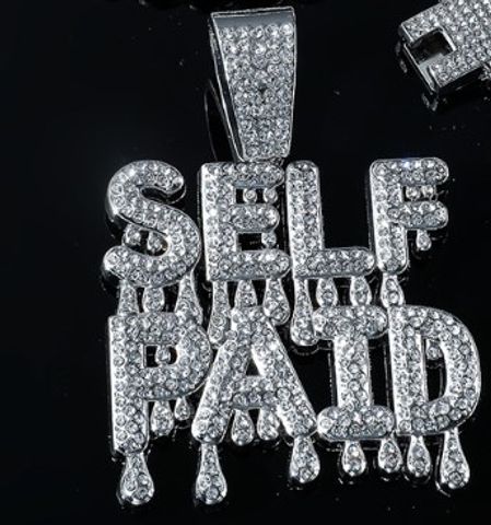 Hip Hop Letra Aleación Enchapado Embutido Diamantes De Imitación Hombres Collar Colgante Collar Colgante