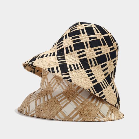 Women's Pastoral Simple Style Color Block Flat Eaves Sun Hat